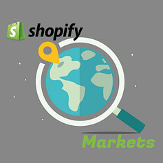Shopify Markets magnifying glass with location on globe